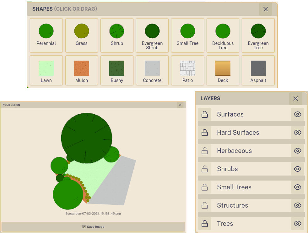 Ecogarden user interfaces